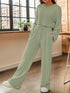 Ribbed Round Neck Top and Drawstring Pants Set STYLE SOURCE