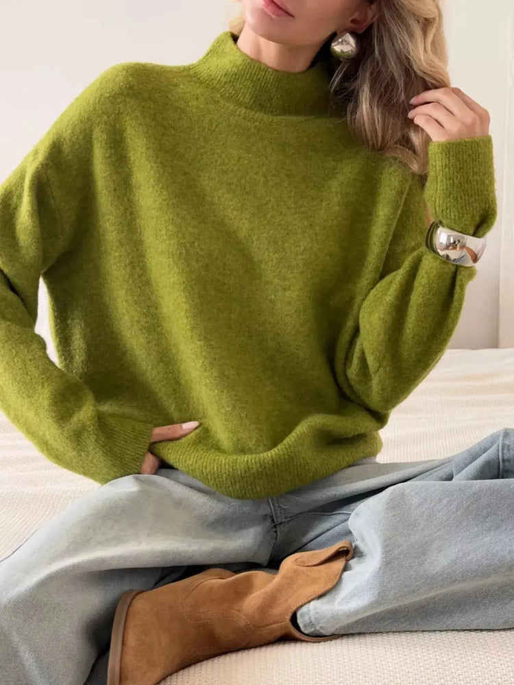 Mock Neck Dropped Shoulder Sweater STYLE SOURCE