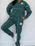 Full Size Striped Quarter Zip Top and Pants Set Plus Size STYLE SOURCE