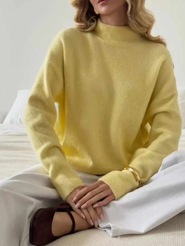 Mock Neck Dropped Shoulder Sweater STYLE SOURCE