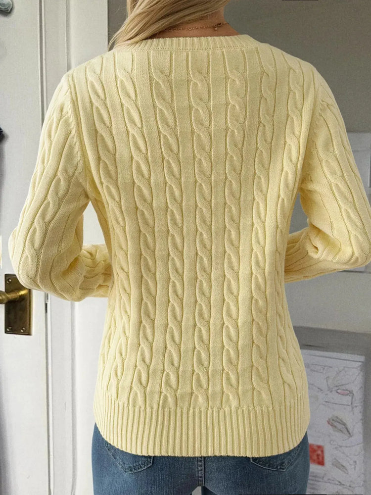 Cable-Knit V-Neck Sweater STYLE SOURCE