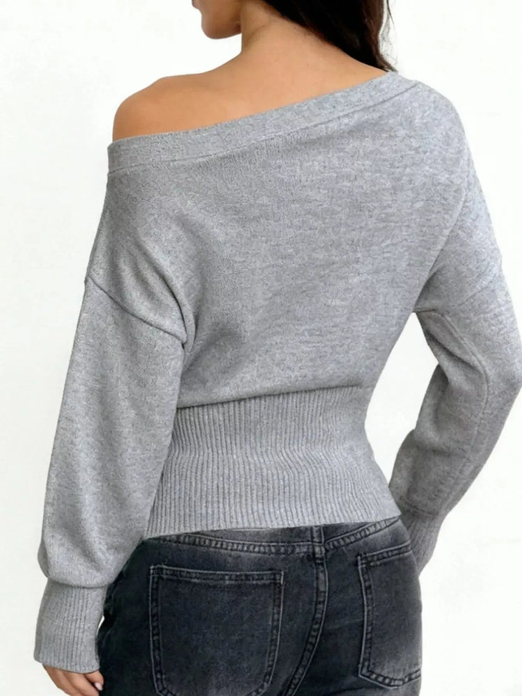 One Shoulder Cropped Sweater STYLE SOURCE