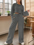Ribbed Round Neck Top and Drawstring Pants Set STYLE SOURCE