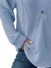 Full Size Button Detail Waffle Knit Hoodie Plus Size STYLE SOURCE