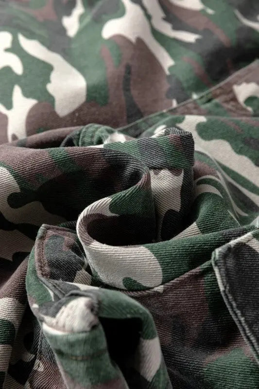 Camo Denim Cargo Wide Leg Pants STYLE SOURCE