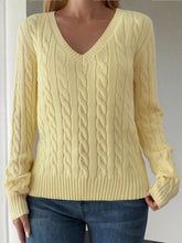 Cable-Knit V-Neck Sweater STYLE SOURCE