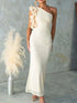 One-Shoulder Floral Trim Sleeveless Maxi Dress STYLE SOURCE