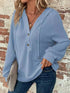 Full Size Button Detail Waffle Knit Hoodie Plus Size STYLE SOURCE