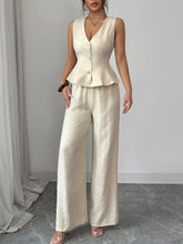 Sleeveless Peplum Top and Wide Leg Pants Set STYLE SOURCE