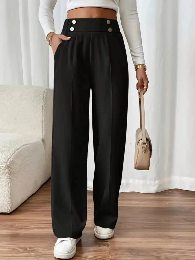 Full Size High-Waisted Wide-Leg Pants Plus Size STYLE SOURCE