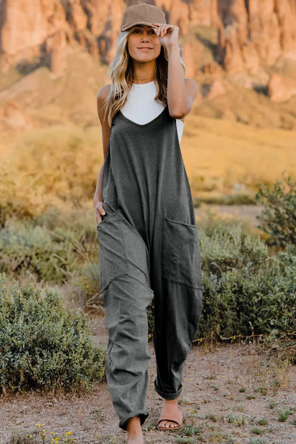 Double Take  V-Neck Sleeveless Jumpsuit with Pocket STYLE SOURCE