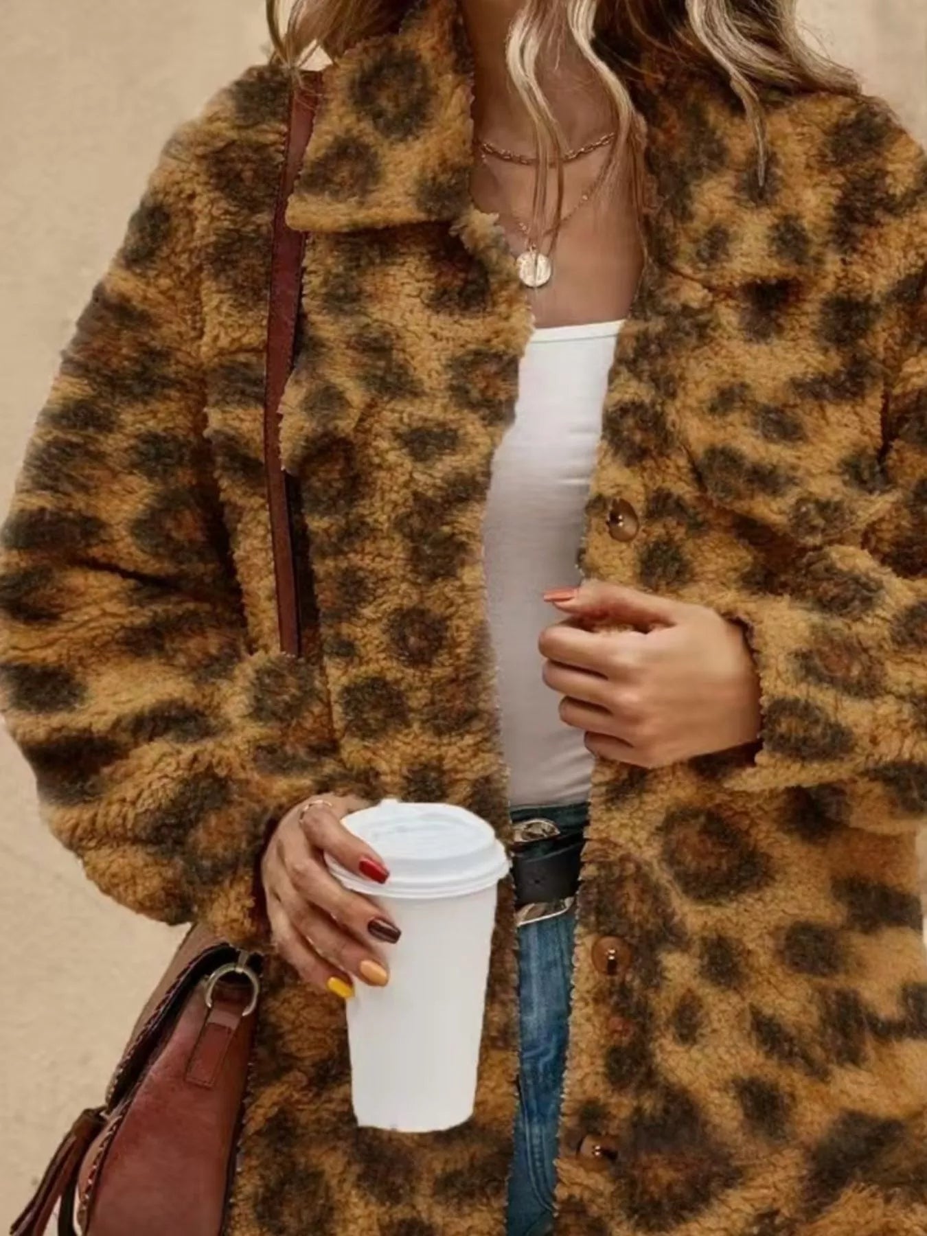 Full Size Fuzzy Fleece Longline Coat Plus Size STYLE SOURCE