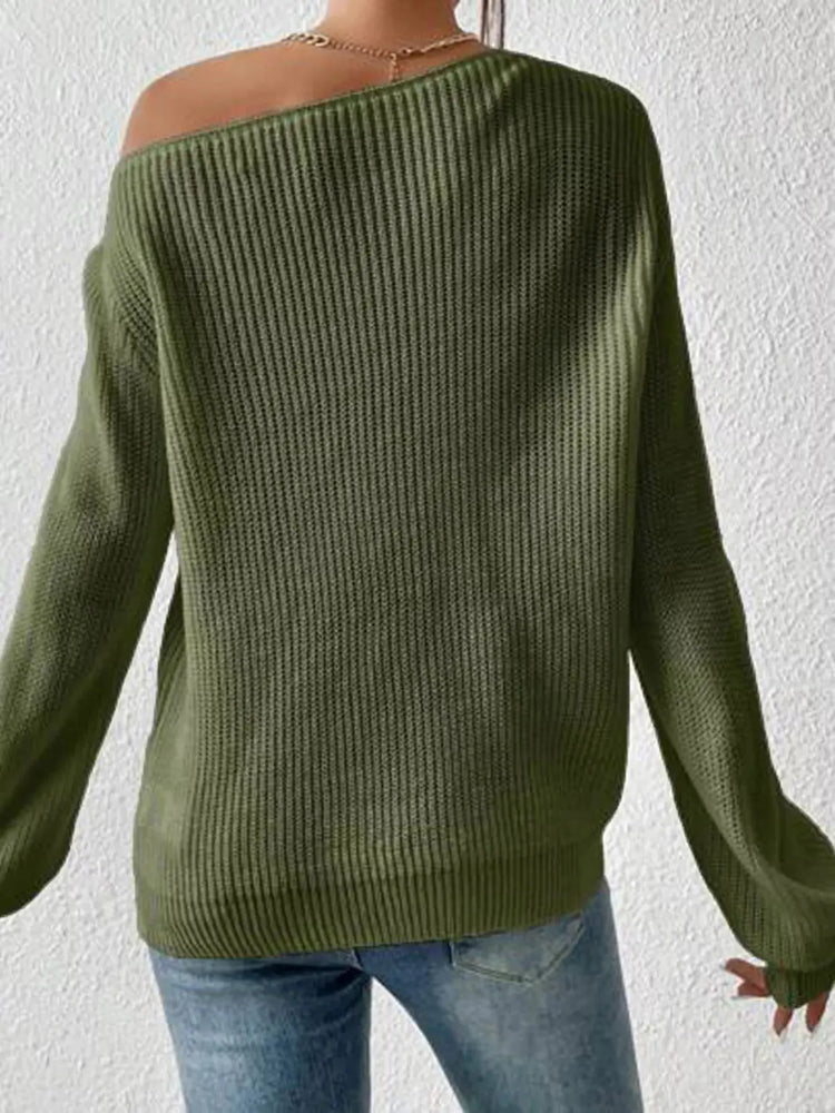 Single Shoulder Knit Sweater STYLE SOURCE