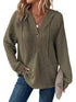 Full Size Button Detail Waffle Knit Hoodie Plus Size STYLE SOURCE