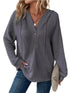 Full Size Button Detail Waffle Knit Hoodie Plus Size STYLE SOURCE