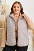 Plus Size Stripe Quilted Snap Button Vest STYLE SOURCE