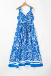 Rose Floral V Neck Crisscross Backless Maxi Dress STYLE SOURCE