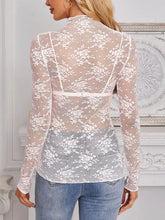 Lace Mock Neck Long Sleeve Blouse STYLE SOURCE