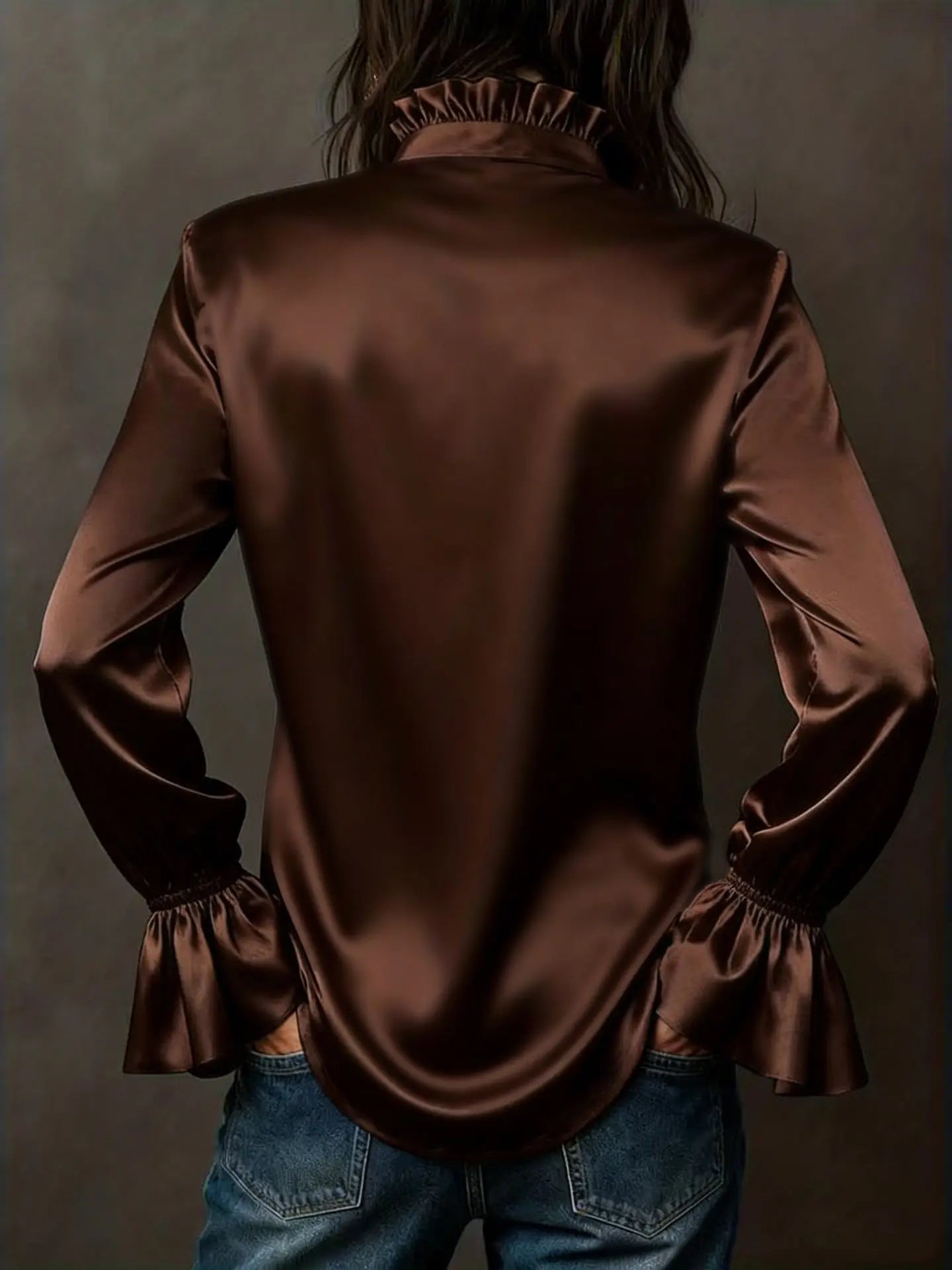 Button Up Flounce Sleeve Shirt STYLE SOURCE