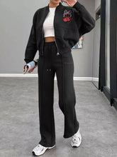 Zip Up Dropped Shoulder Outerwear and Pants Set STYLE SOURCE