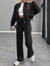 Zip Up Dropped Shoulder Outerwear and Pants Set STYLE SOURCE