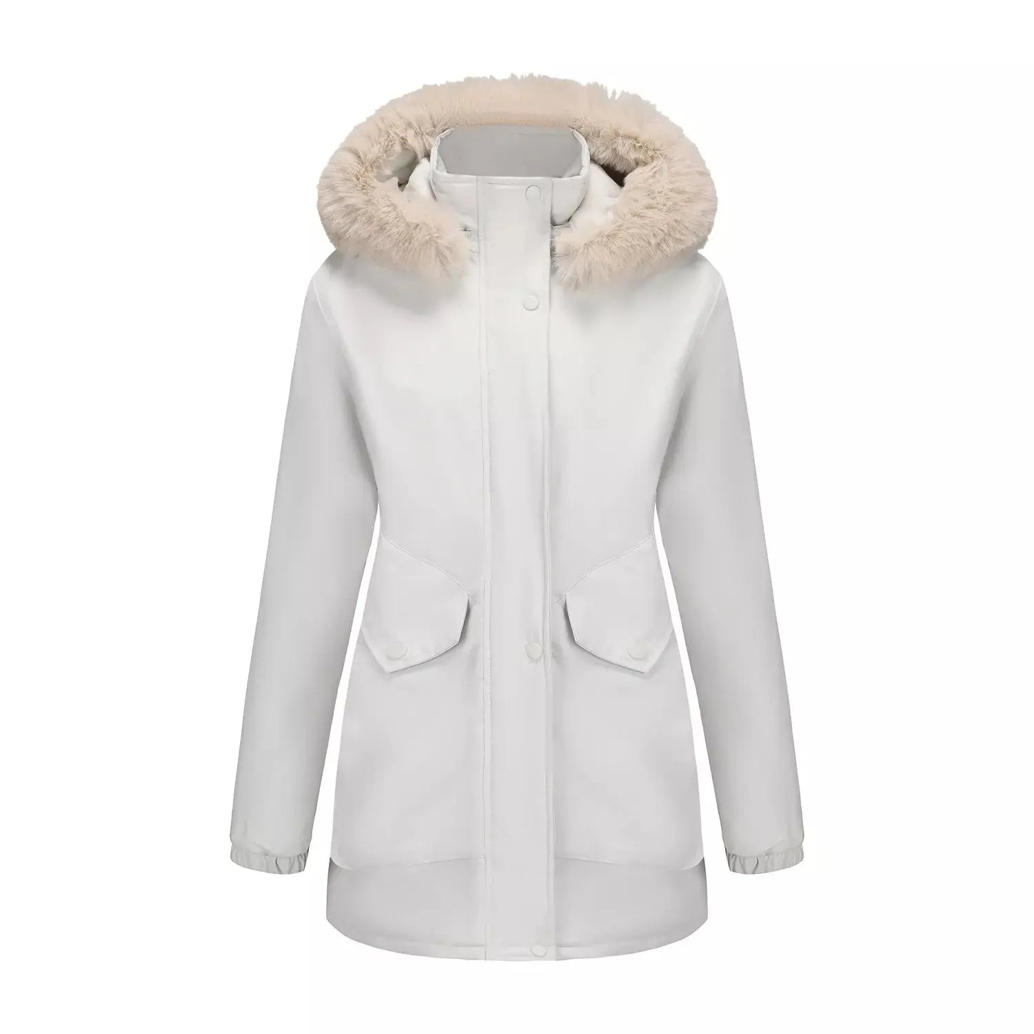 Full Size Fur Hooded Warm Winter Parka Outerwear Plus Size STYLE SOURCE