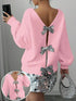 Bow-Decor Dropped Shoulder Knit Cardigan STYLE SOURCE