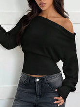 One Shoulder Cropped Sweater STYLE SOURCE