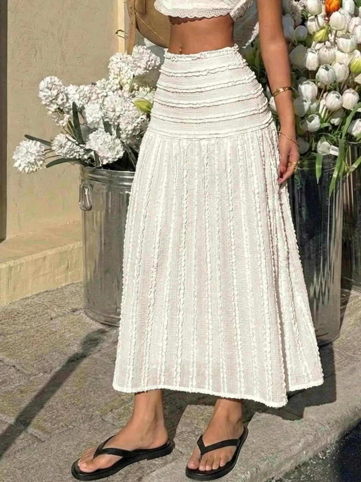 Textured A-Line Midi Skirt STYLE SOURCE