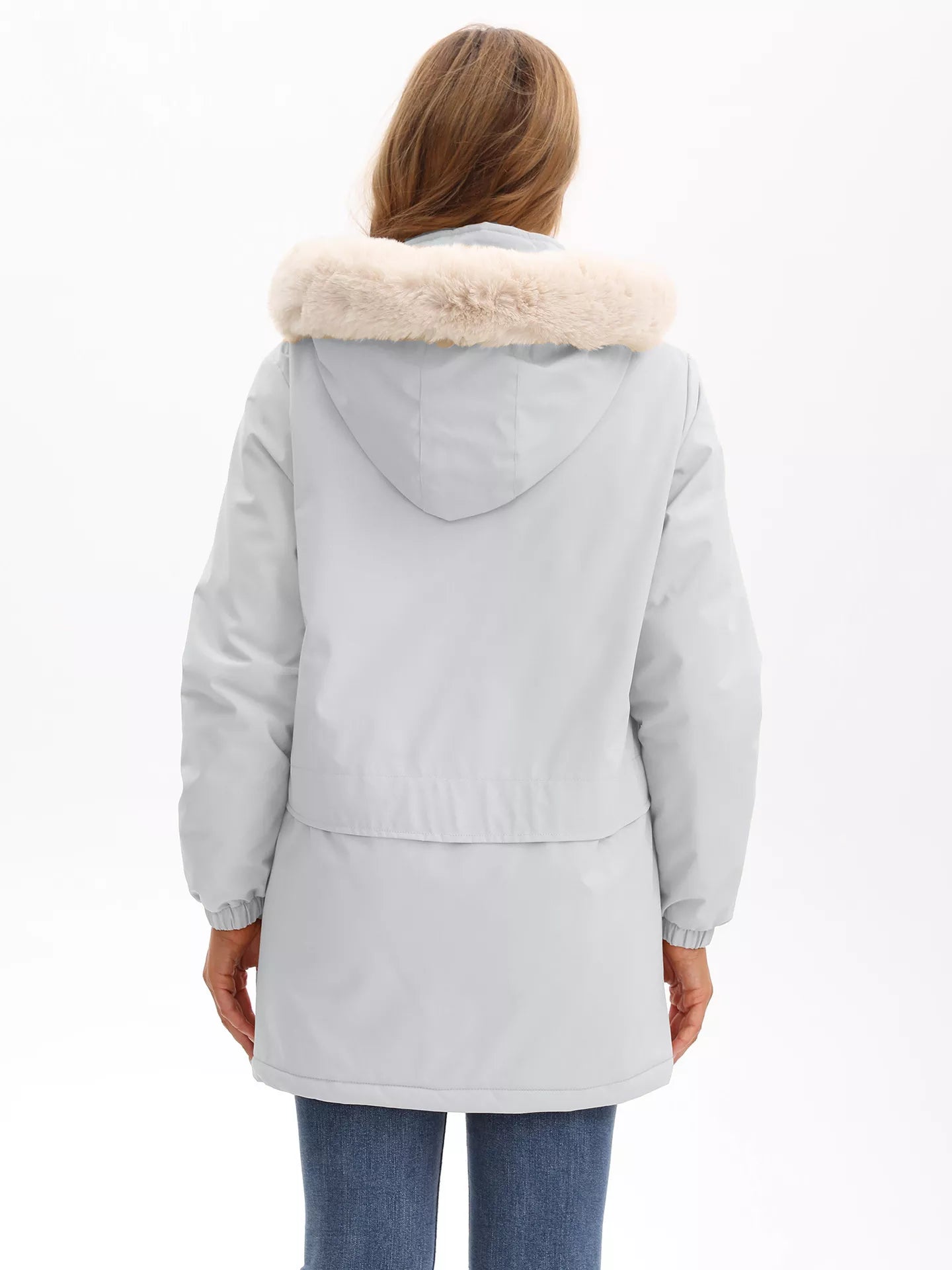 Full Size Fur Hooded Warm Winter Parka Outerwear Plus Size STYLE SOURCE