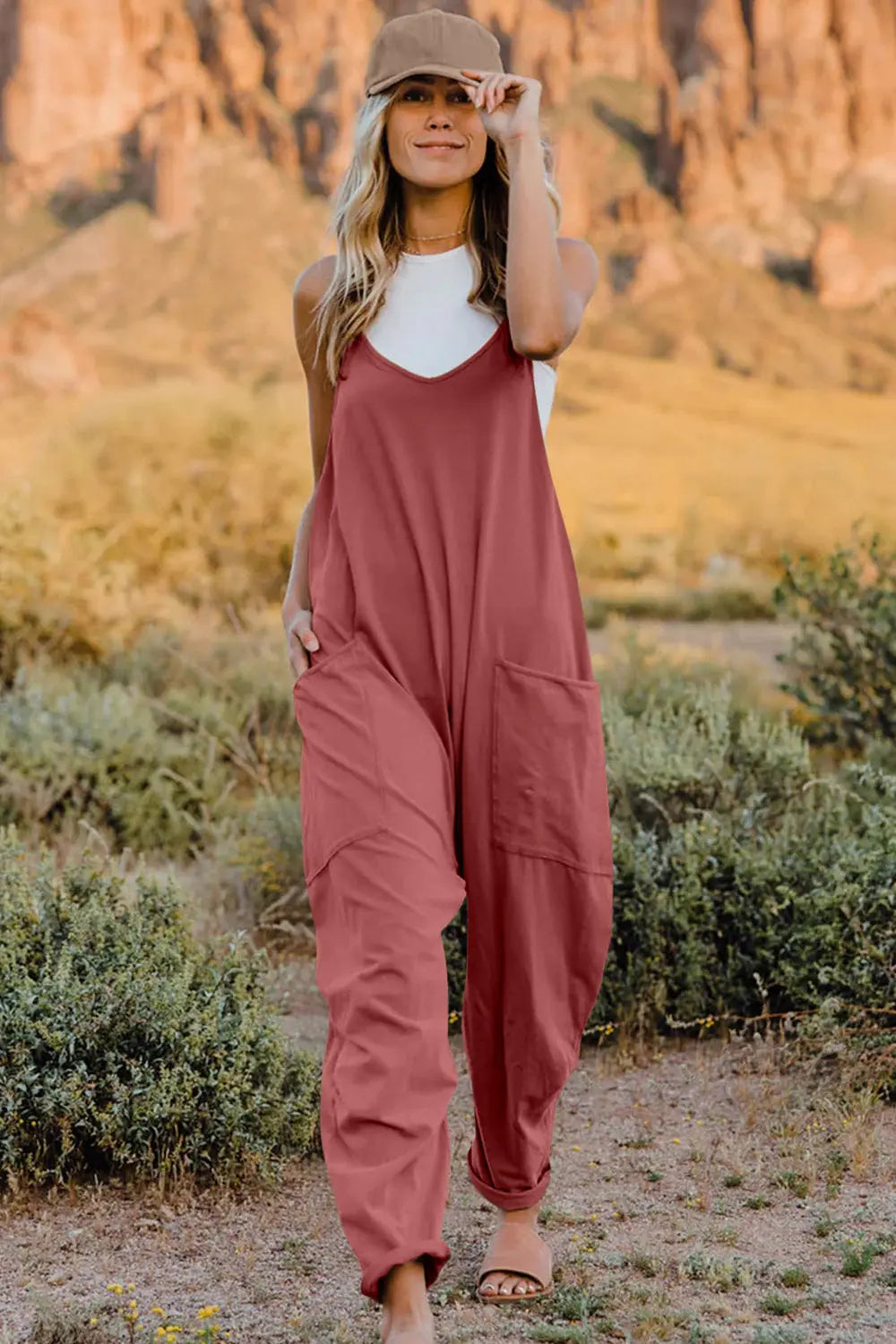 Double Take  V-Neck Sleeveless Jumpsuit with Pocket STYLE SOURCE