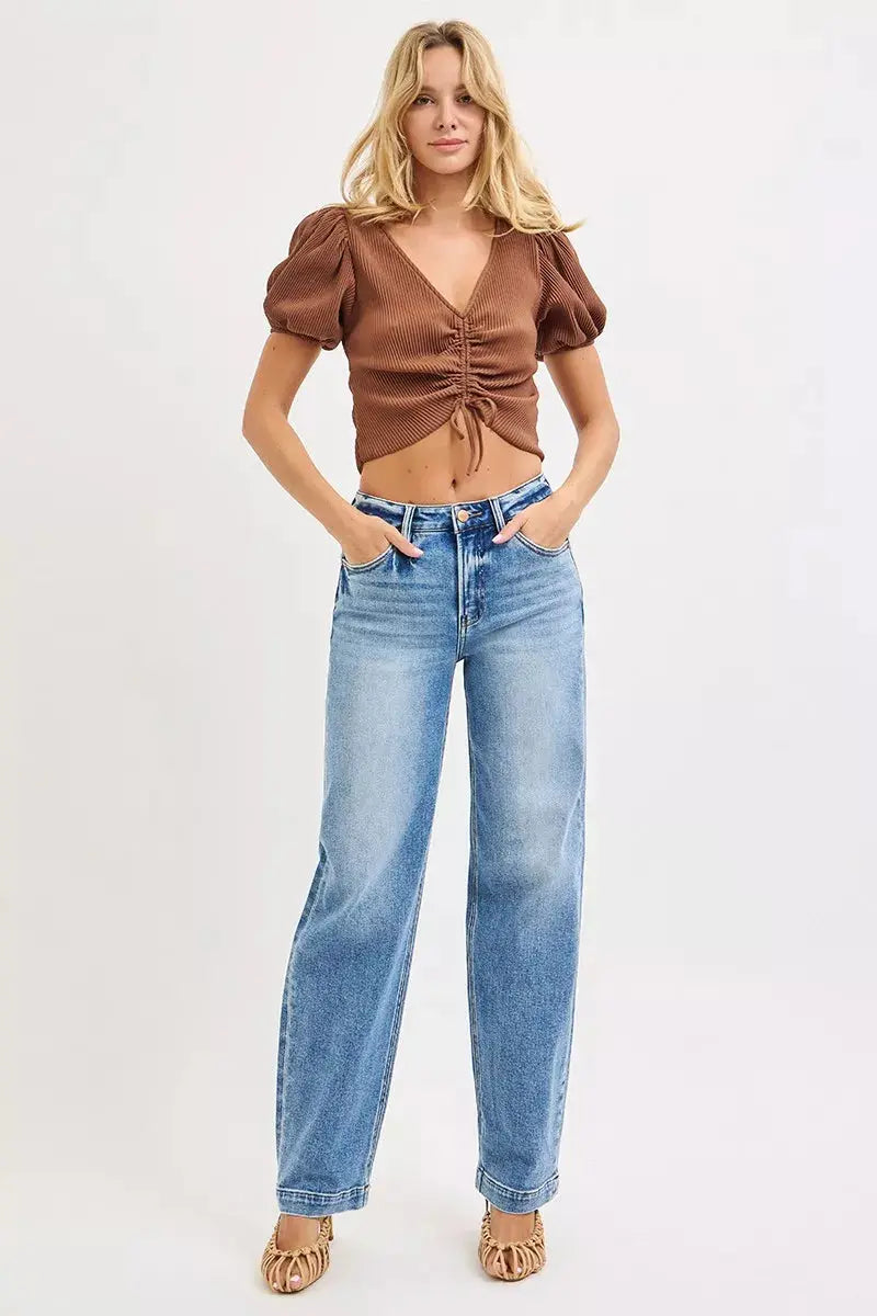 RISEN High Rise Wide Baggy Jeans STYLE SOURCE