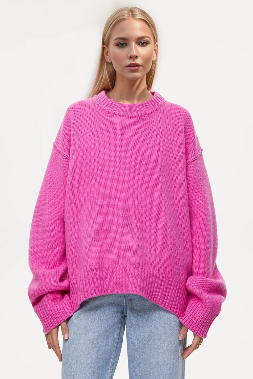 Basic Bae Round Neck Dropped Shoulder Sweater STYLE SOURCE