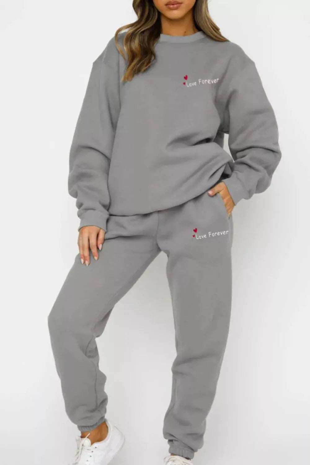 Round Neck Sweatshirt and Joggers Set STYLE SOURCE