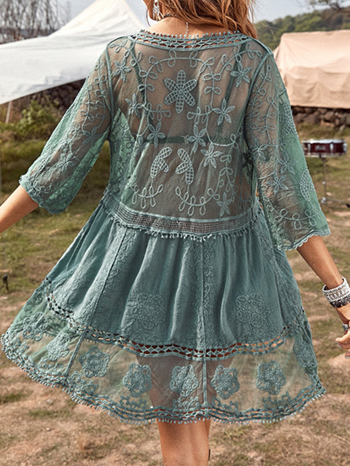 Lace Detail Plunge Cover-Up Dress STYLE SOURCE