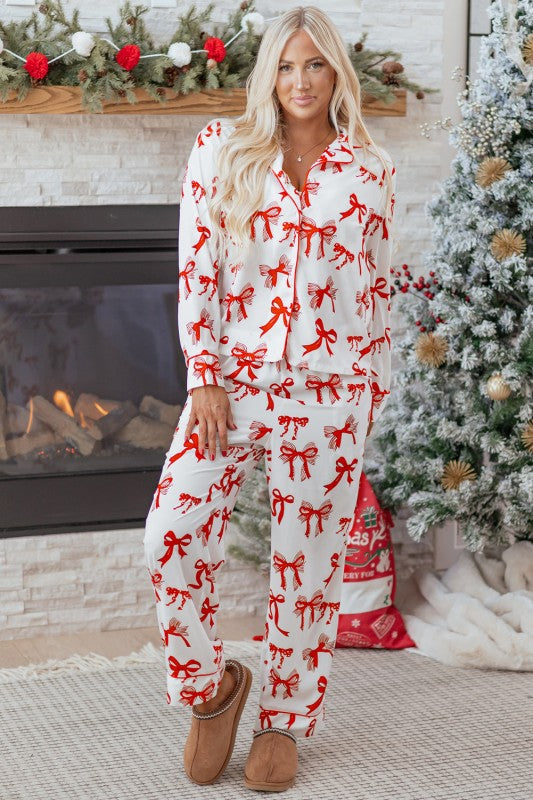Christmas Bow Top and Pants Pajama Set STYLE SOURCE