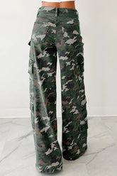 Camo Denim Cargo Wide Leg Pants STYLE SOURCE