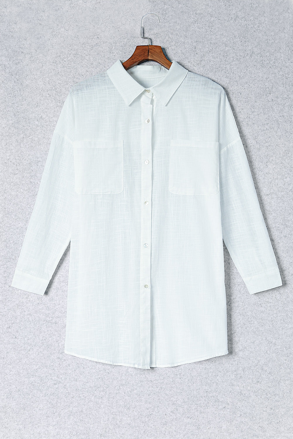 Button-Up Longline Shirt with Breast Pockets STYLE SOURCE