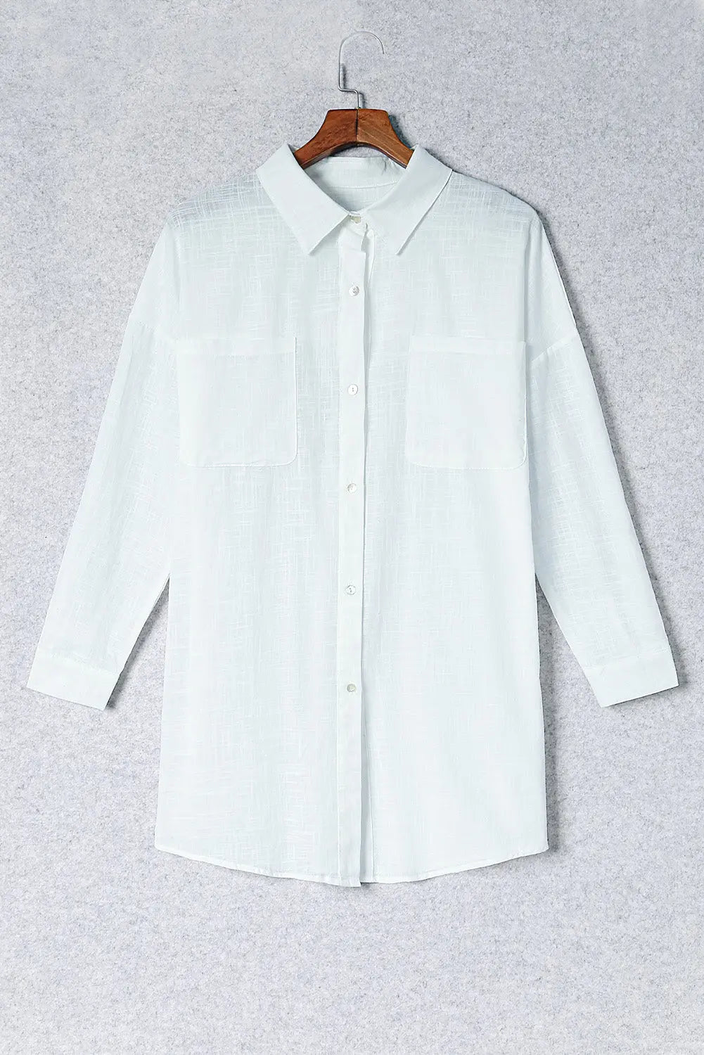 Button-Up Longline Shirt with Breast Pockets STYLE SOURCE