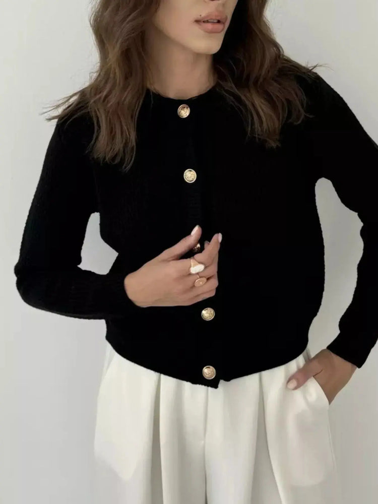 Button Up Texture Knit Cardigan STYLE SOURCE