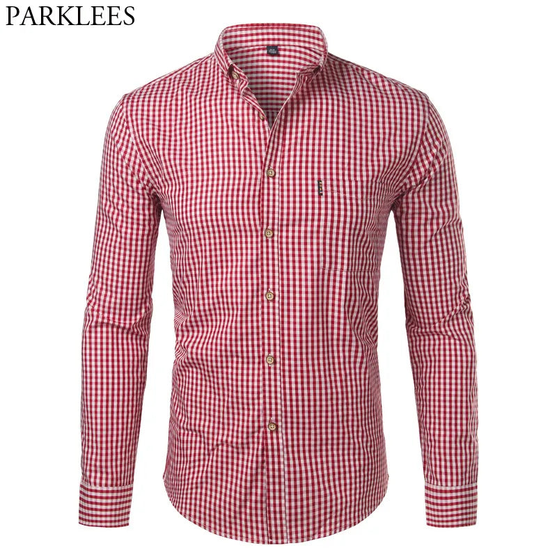 Mens Plaid Cotton Casual Dress Shirts Slim Fit Long Sleeve Button Down STYLE SOURCE