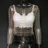 2023 Elegant Women's Diamonds and Pearl See-Through Mesh T-Shirt Spring Crop Top STYLE SOURCE