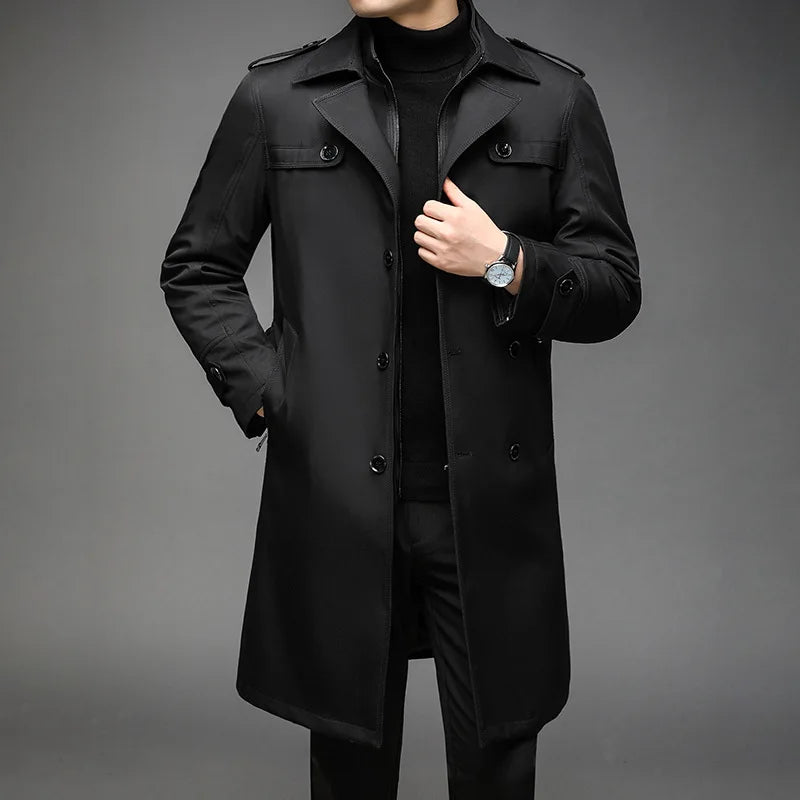 New Trench Coat Men Long Liner Detachable STYLE SOURCE