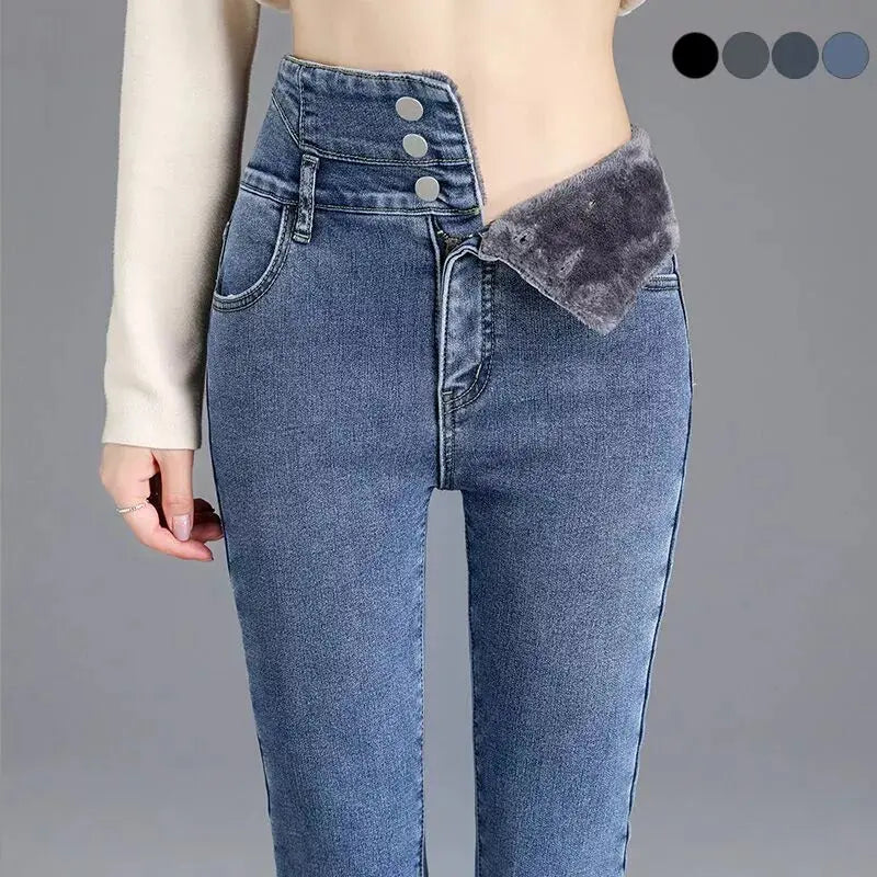 Thermal Winter Thick Fleece High-waist Warm Skinny Jeans STYLE SOURCE