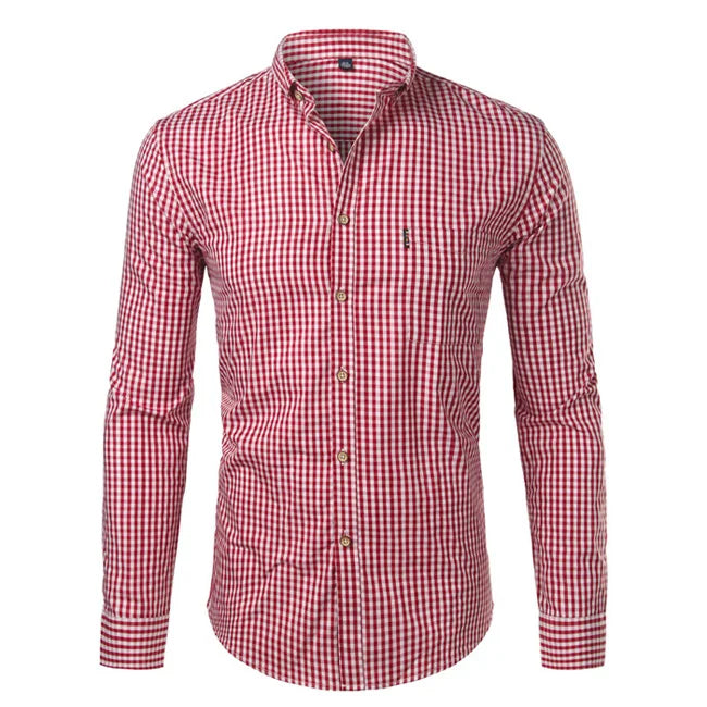 Mens Plaid Cotton Casual Dress Shirts Slim Fit Long Sleeve Button Down STYLE SOURCE