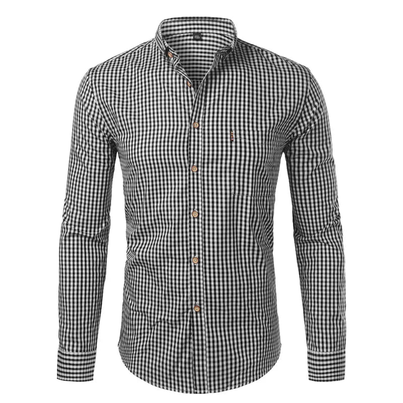 Mens Plaid Cotton Casual Dress Shirts Slim Fit Long Sleeve Button Down STYLE SOURCE