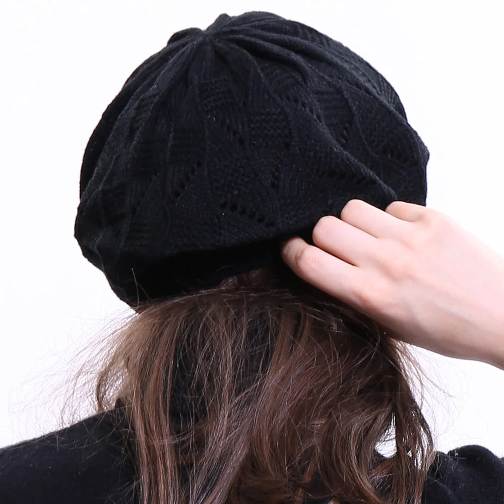 Geebro Women's Plain Color Knit Beret STYLE SOURCE