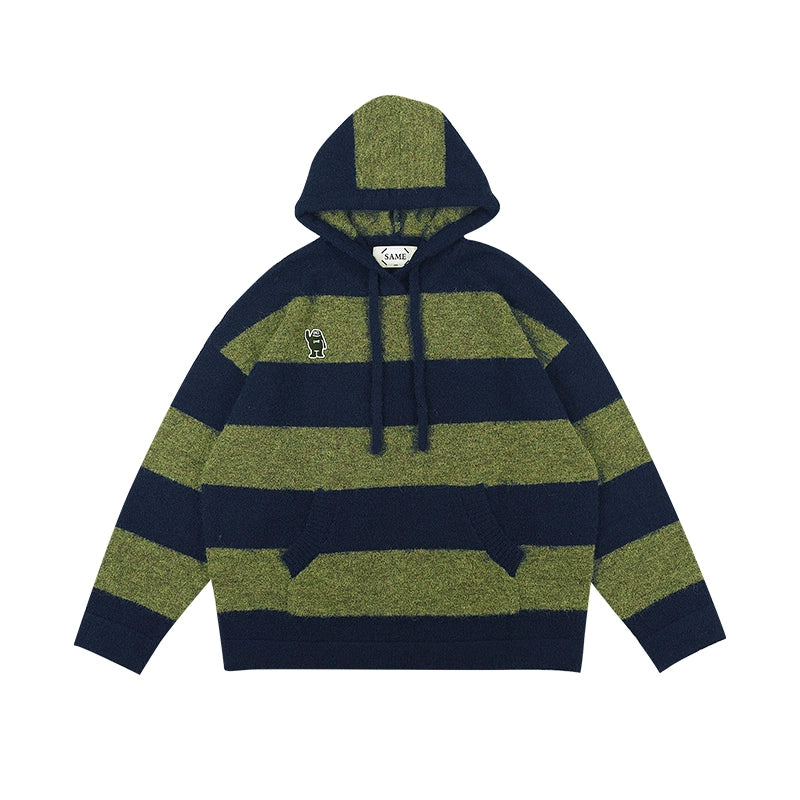 Kangaroo Stripes Hooded Casual Loose Pullover STYLE SOURCE