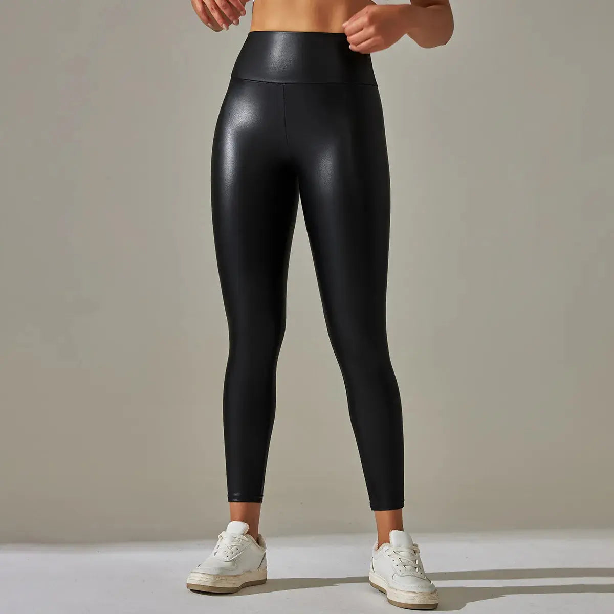 Women Black Pu Leather Pants High Waist Leather Leggings STYLE SOURCE
