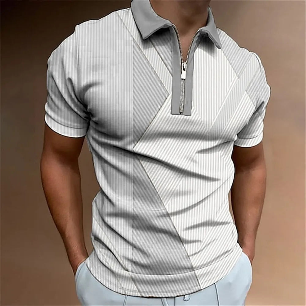 Men Polo Shirt Stripes Short Sleeve T-shirt STYLE SOURCE